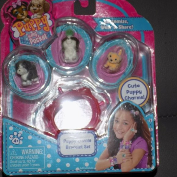 Puppy In My Pocket 3 Charms Puppies & Puppy Charm Bracelet Set 1 - Picture 1 of 3